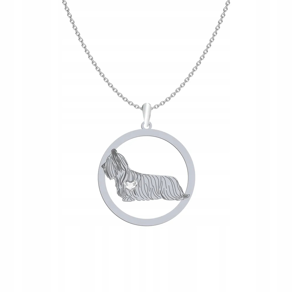 Stříbrný náhrdelník se psem Skye Terrier 925 Šperky Žena Gravírování Bonus