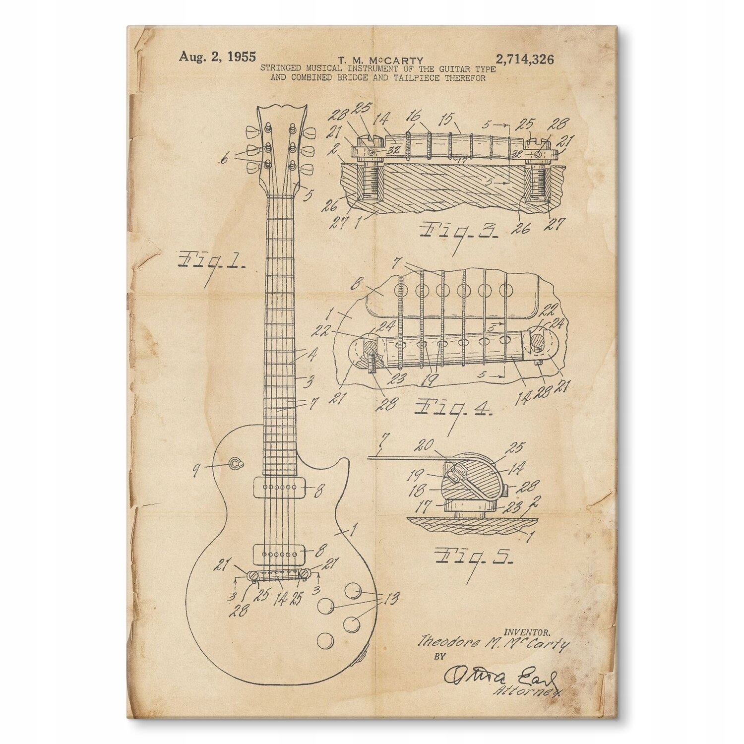 Kovový plakát Guitar Gibson Retro Szyld Plech 42 x 59,4 cm Dárek
