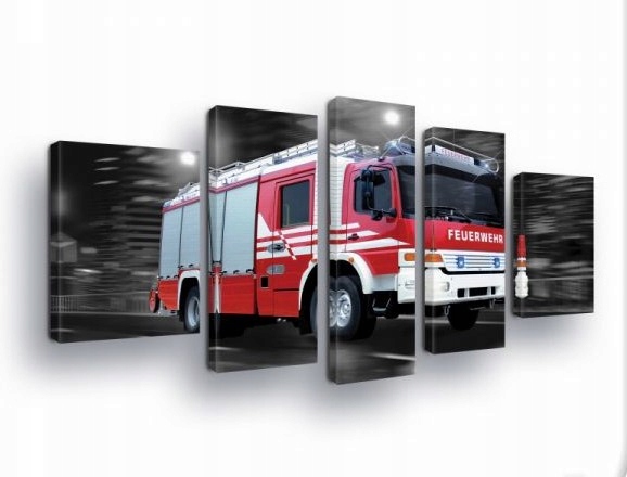 Obraz 170x100 Hasičské auto Feuerwehr mesto v noci dynamika rýchlosť akcia