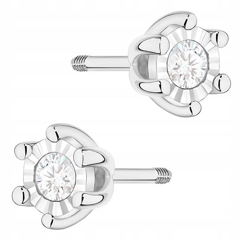 Klasyczne Złote Kolczyki Damskie pr. 585 z Diamentami 0,16ct 14k