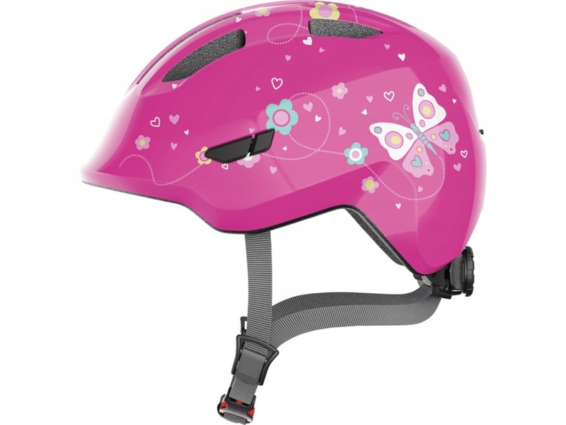 Kask rowerowy Abus Smiley 3.0 Butterfly Ciemnoróżowy dla Dzieci (rozmiar S)