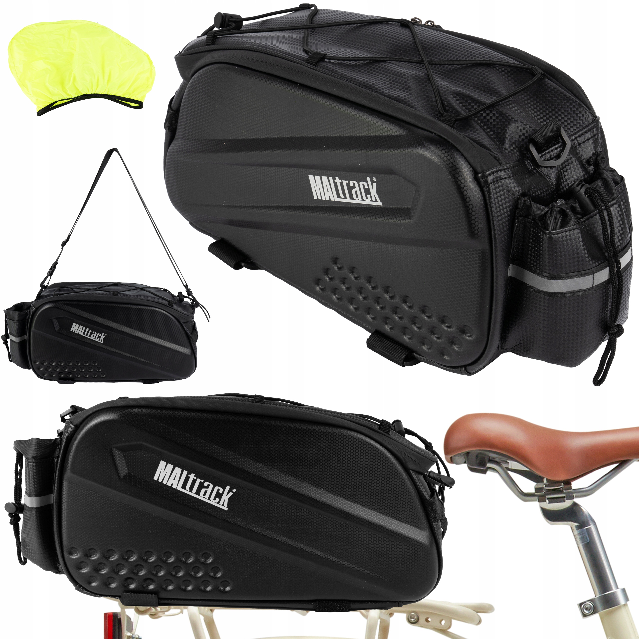 TORBA NA ROWER SAKWA NA BAGAŻNIK DUŻA 10L Z PASKIEM WOODPORNA ROWEROWA