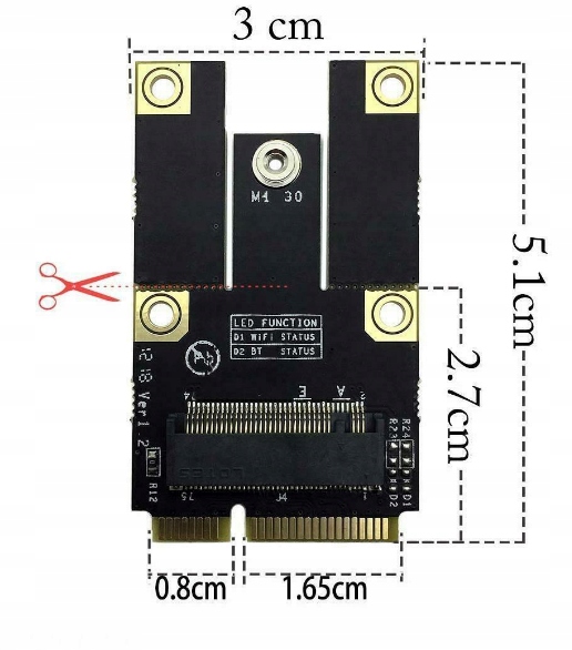ADAPTER M.2 KONWERTER NGFF MINI PCI-E WIFI BT Producent Inna
