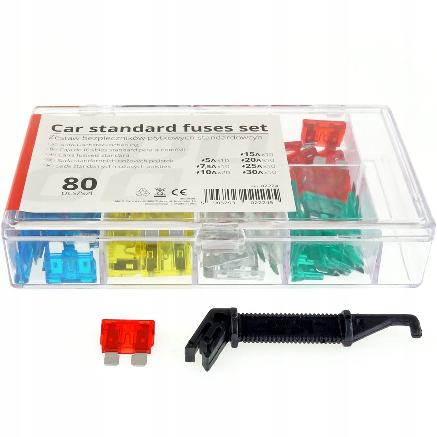 ZESTAW BEZPIECZNIKÓW SAMOCHODOWYCH MIX 80 SZTUK PŁYTKOWE STANDARDOWE WYIMAK