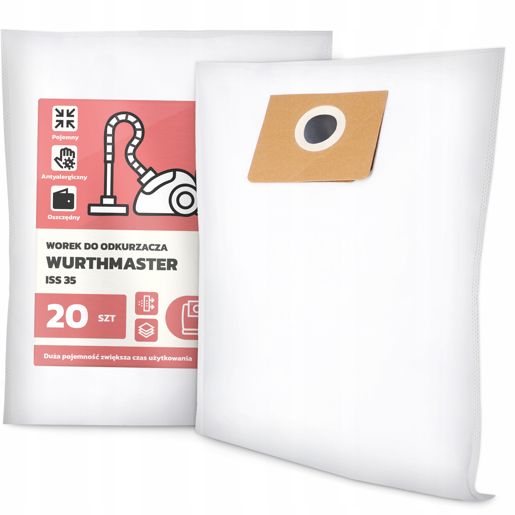 20 x Sáček Do Vysavače Wurthmaster Iss 35 Syntetický Velký Sáček Sáčky G9