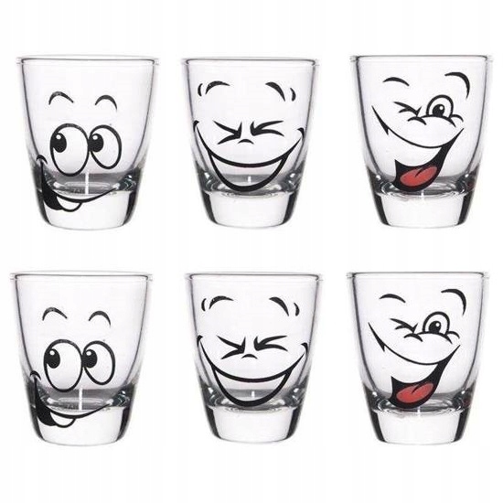 

Kieliszki Do Wódki Uśmiechy 6 Sztuk 3 Wzory 25ML