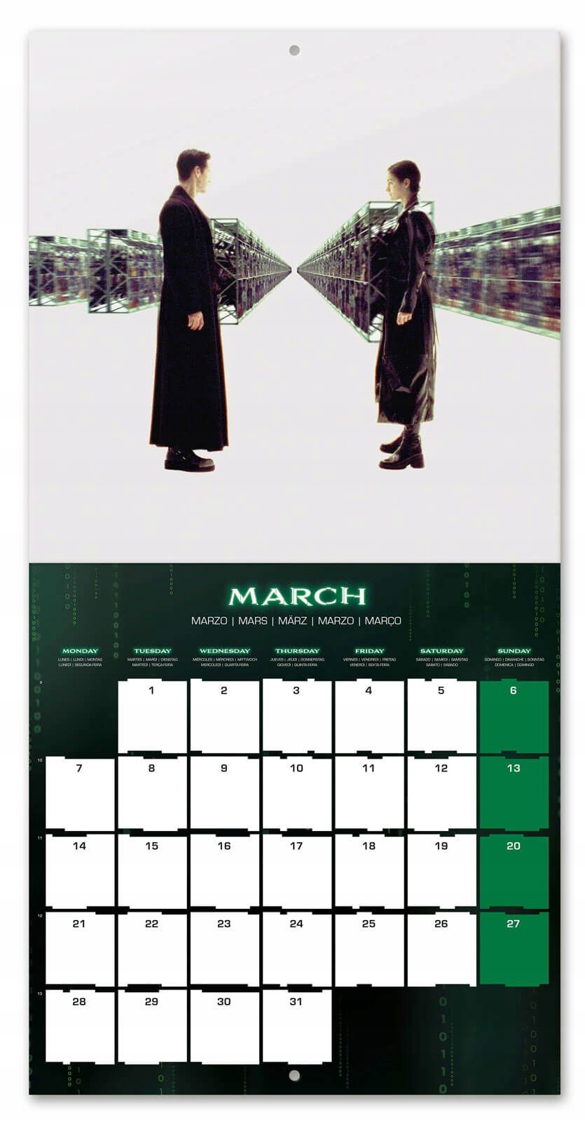 

Filmowy kalendarz ścienny Matrix na rok 2022