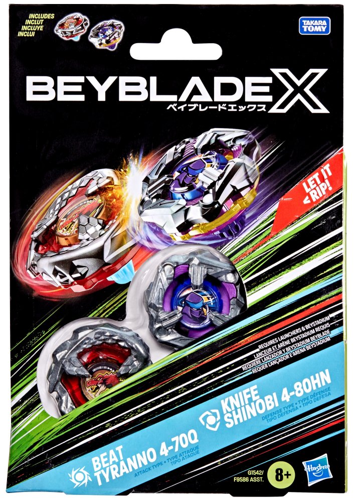 BEYBLADE X Beat Tyranno 4-70Q i Knife Shinobi 4-80HN 2-PAK G1542