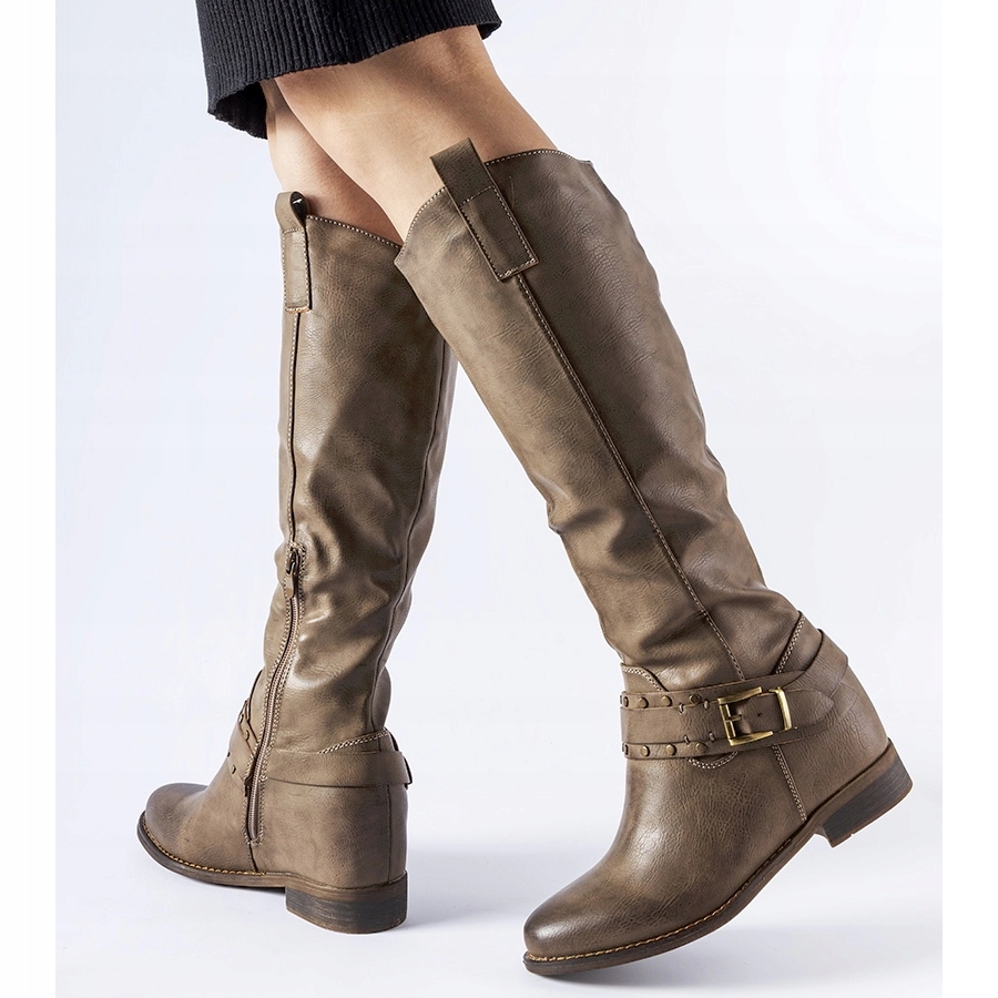 Brązowe Skóra ekologiczna Buty Kozaki r.37 Stan opakowania oryginalne