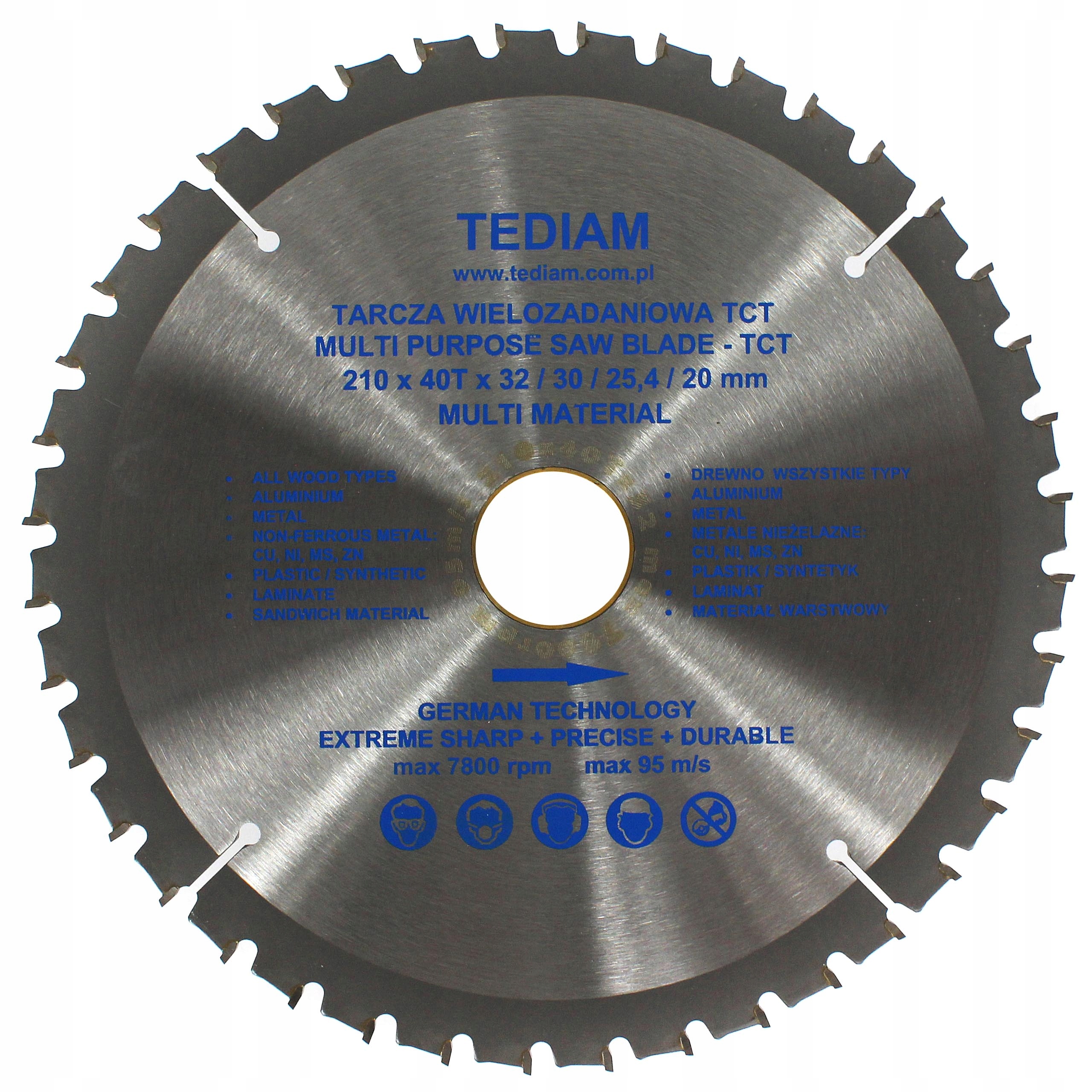 

Tarcza Piła Wielozadaniowa Tct Tediam 210 40z