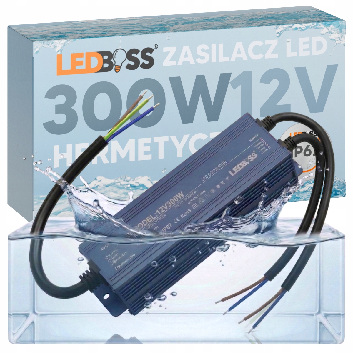 Zasilacz Led 12V Wodoodporny 300W IP67 Transformator Hermetyczny Ledboss