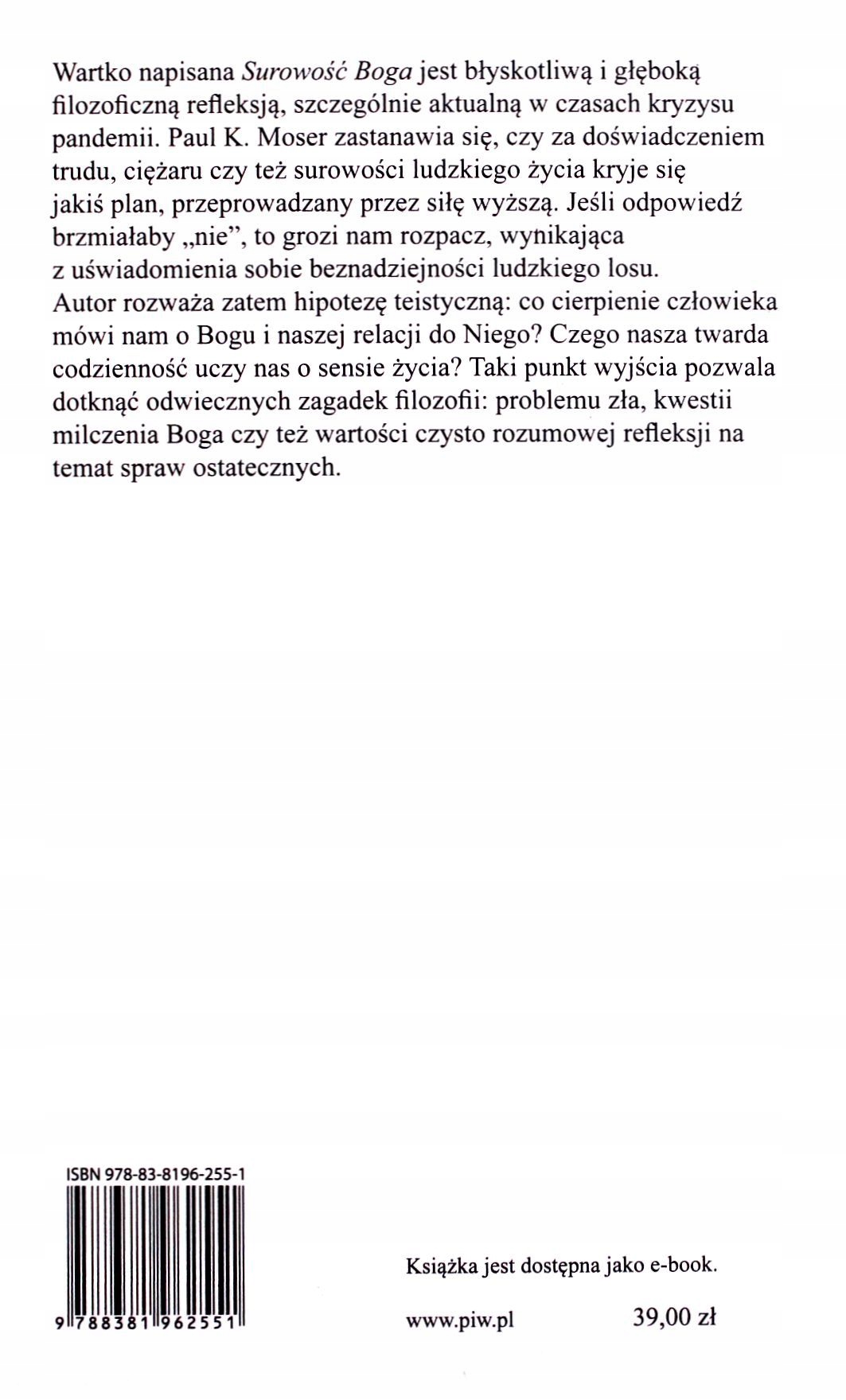 SUROWOŚĆ BOGA - Paul Moser [KSIĄŻKA] Stan opakowania oryginalne