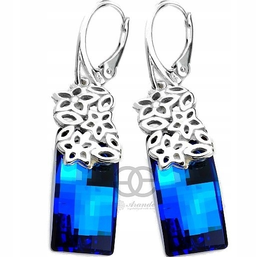 Krásné krystaly Náušnice Urban Blue Stříbro