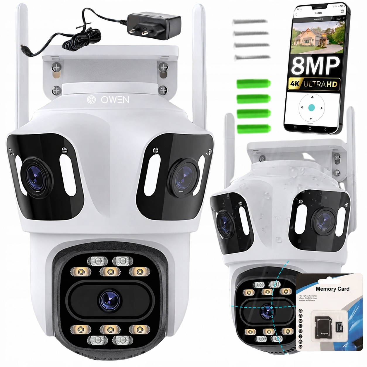 Trojitá Venkovní Kamera Wifi Ip Smart Otočná Uhd 8MP Icsee 4v1 Karta