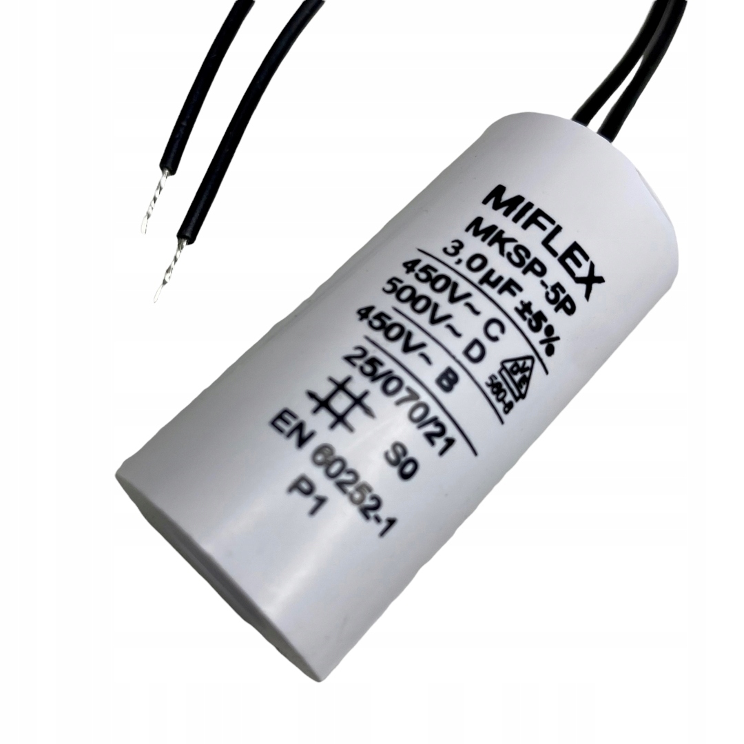 

Kondensator silnikowy pracy Miflex 3uF 450V Polski