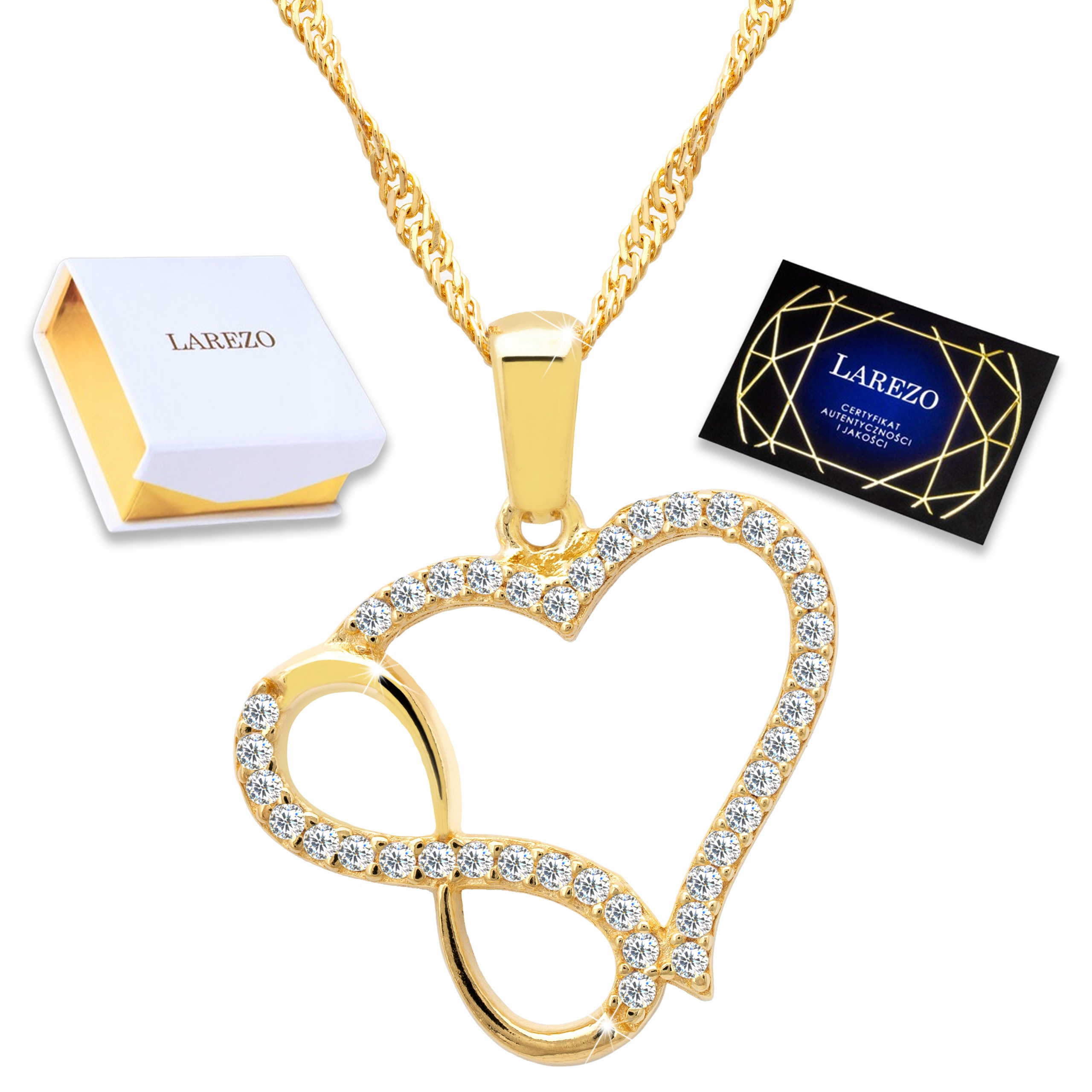 Zlatý náhrdelník Nekonečná láska Srdce Zirkony Stříbro 925