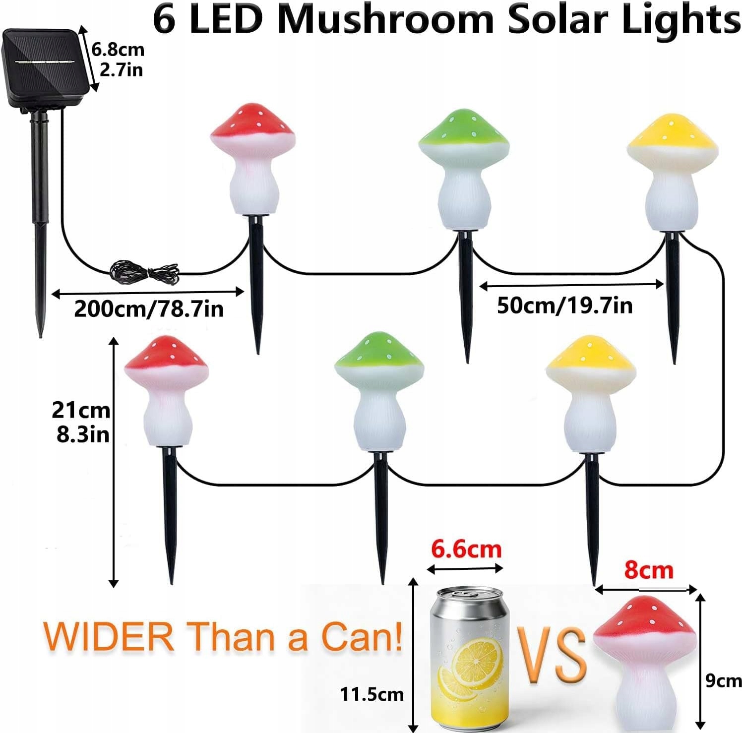 COZYMEOW Dekoracyjne Solary LED Grzyby 6 Sztuk Do Ogrodu Tarasu Balkonu — miniatura 3