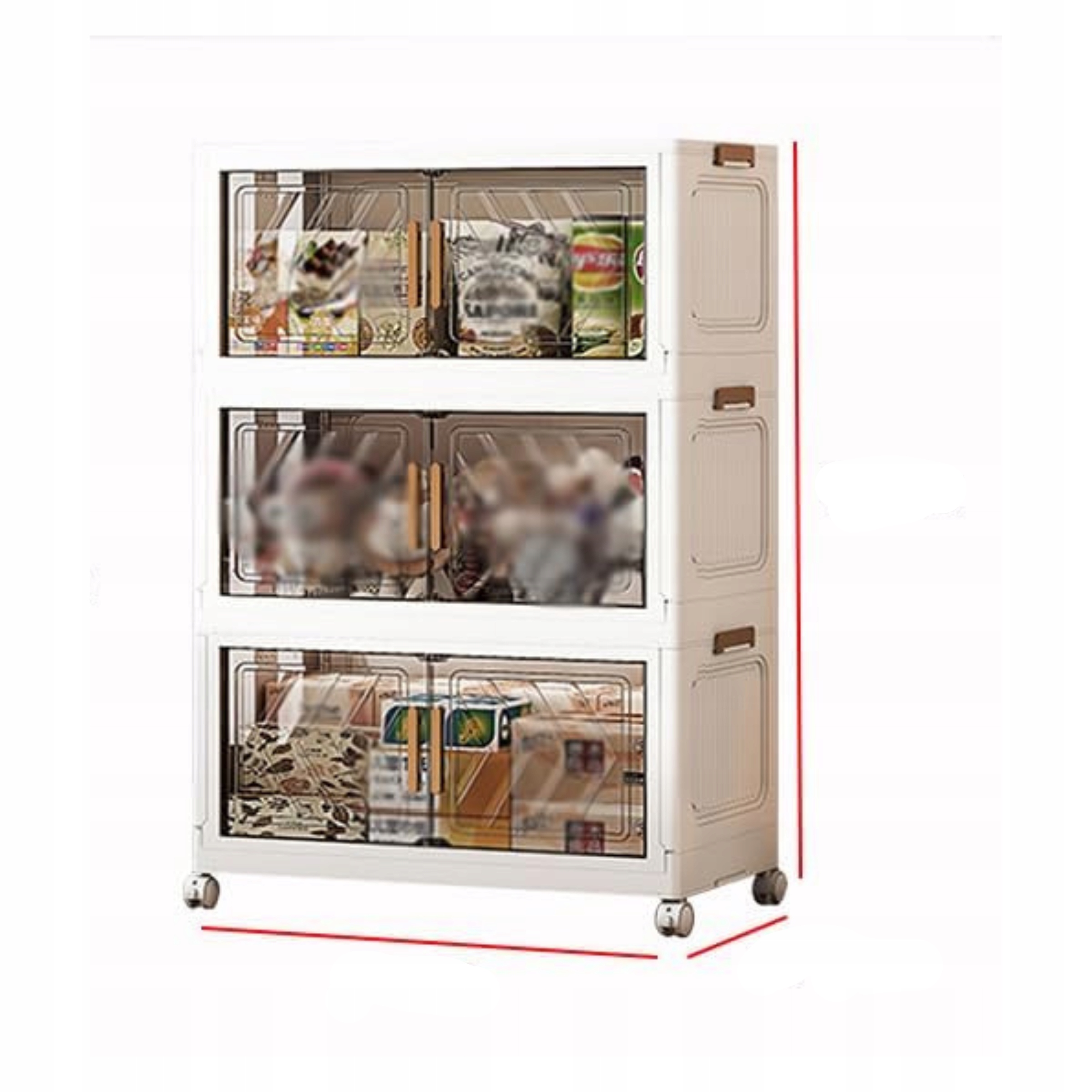 3-úrovňové plastové skladovací kontejnery, skládací regál