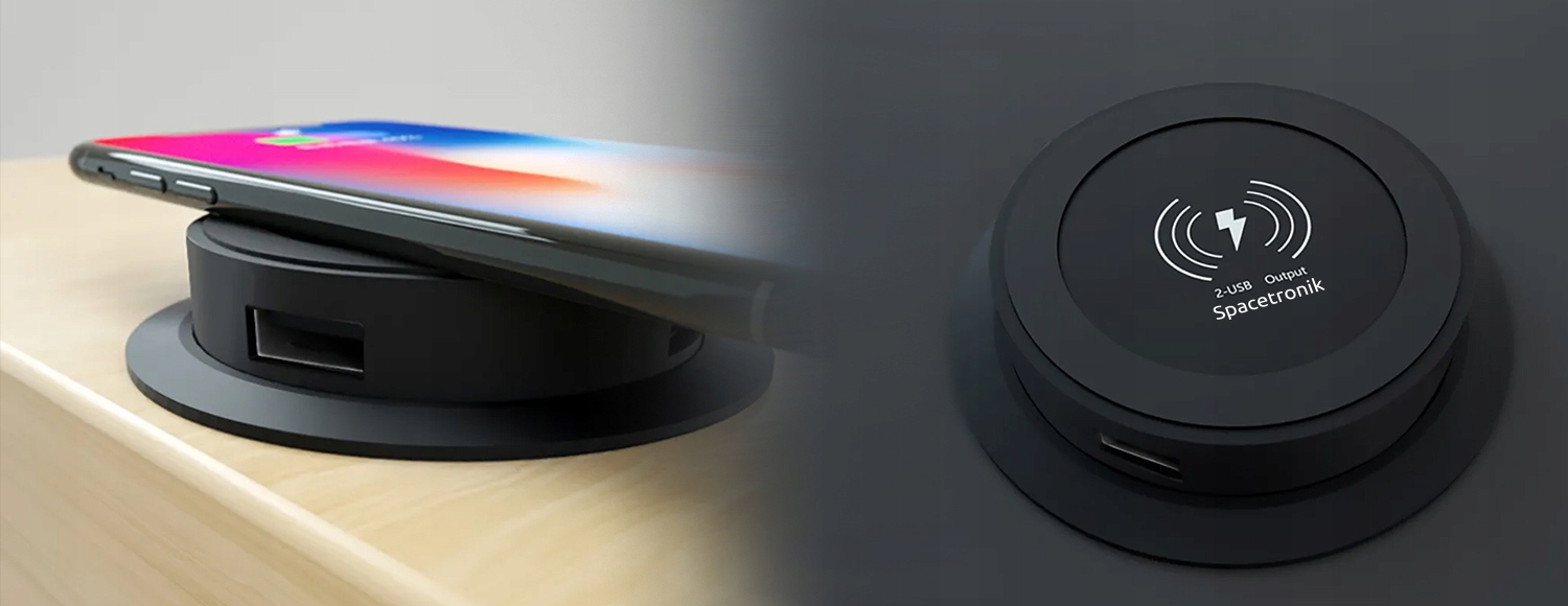 Ładowarka Indukcyjna Blatowa z USB Gniazdo Biurkowe Spacetronik SPS-R0D3B Typ gniazda Gniazdo