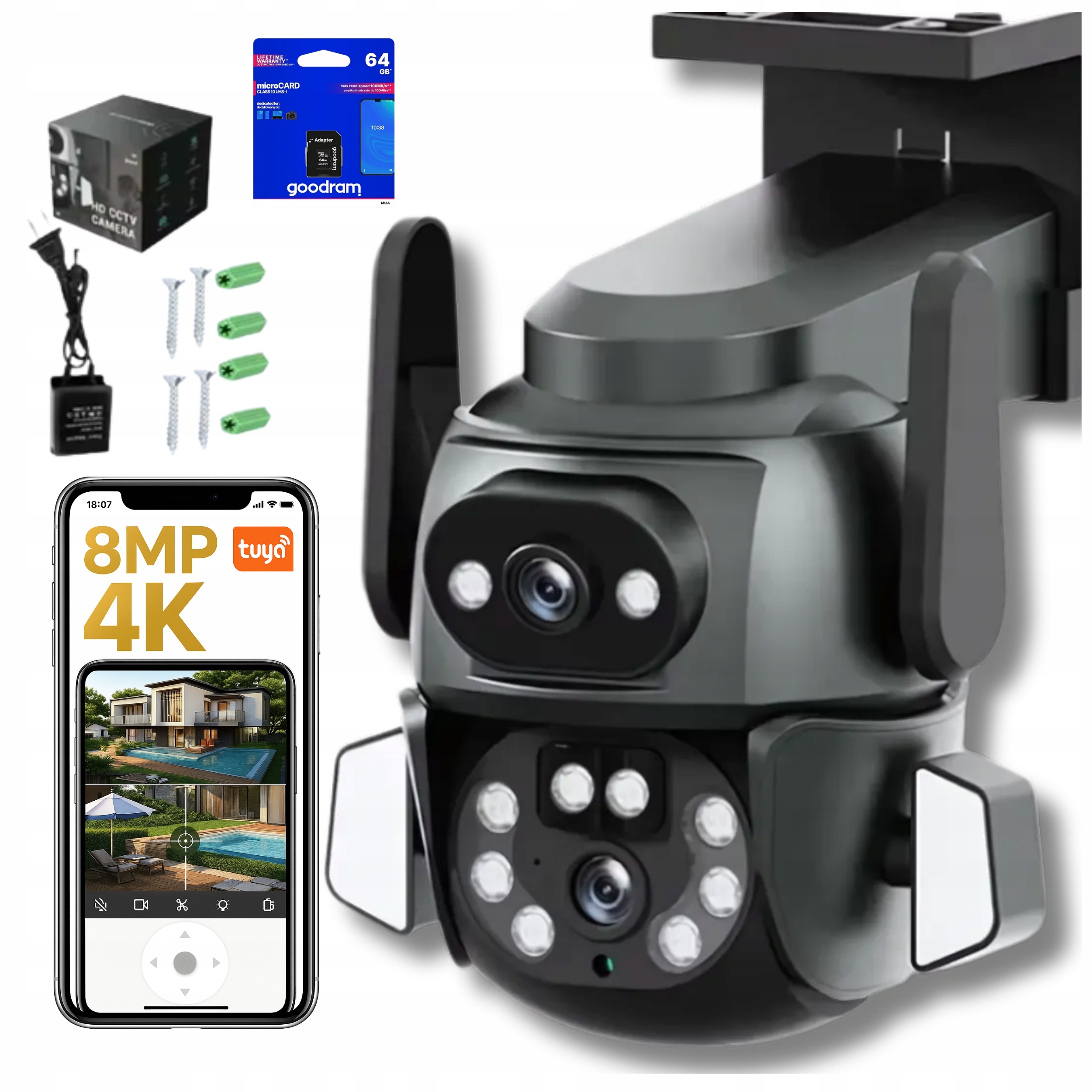 Dvojitá Kamera 2V1 Wifi Ip 8MP Vonkajšia Otočná Bezdrôtová Ptz Tuya