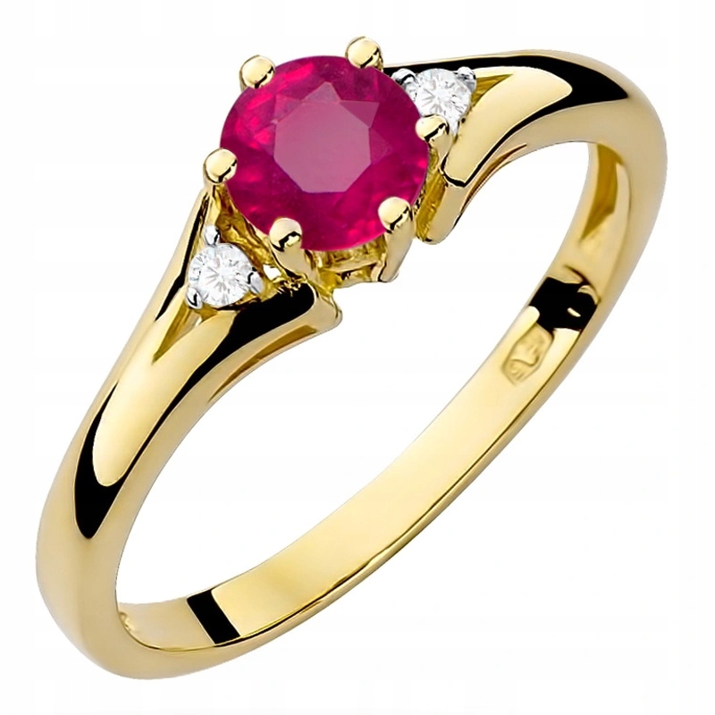 Zlatý Prstýnek s Rubínem a Brilianty 0,60 585