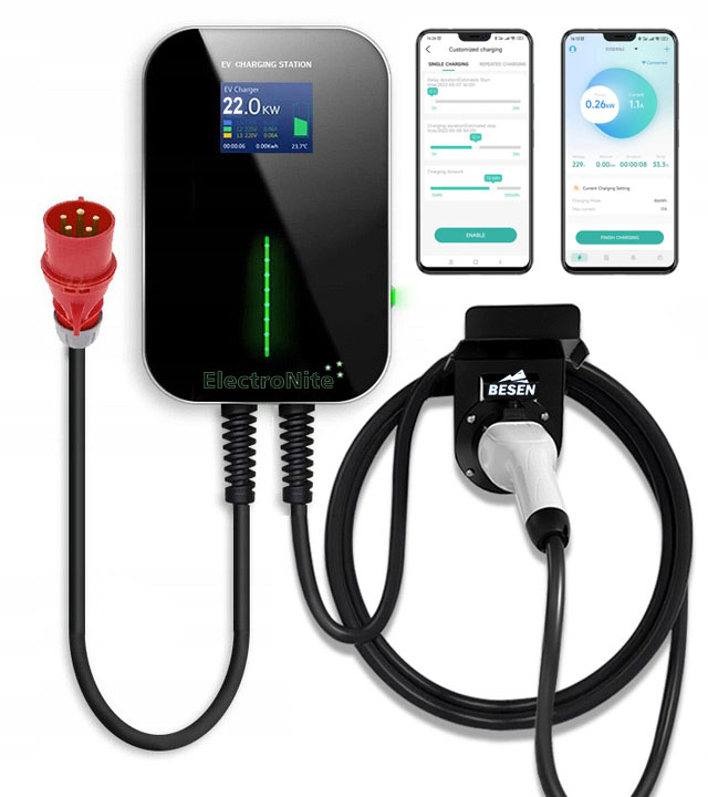 Nabíječka Besen Wallbox 22kW regulace výkonu Pro věšák, holder na plug