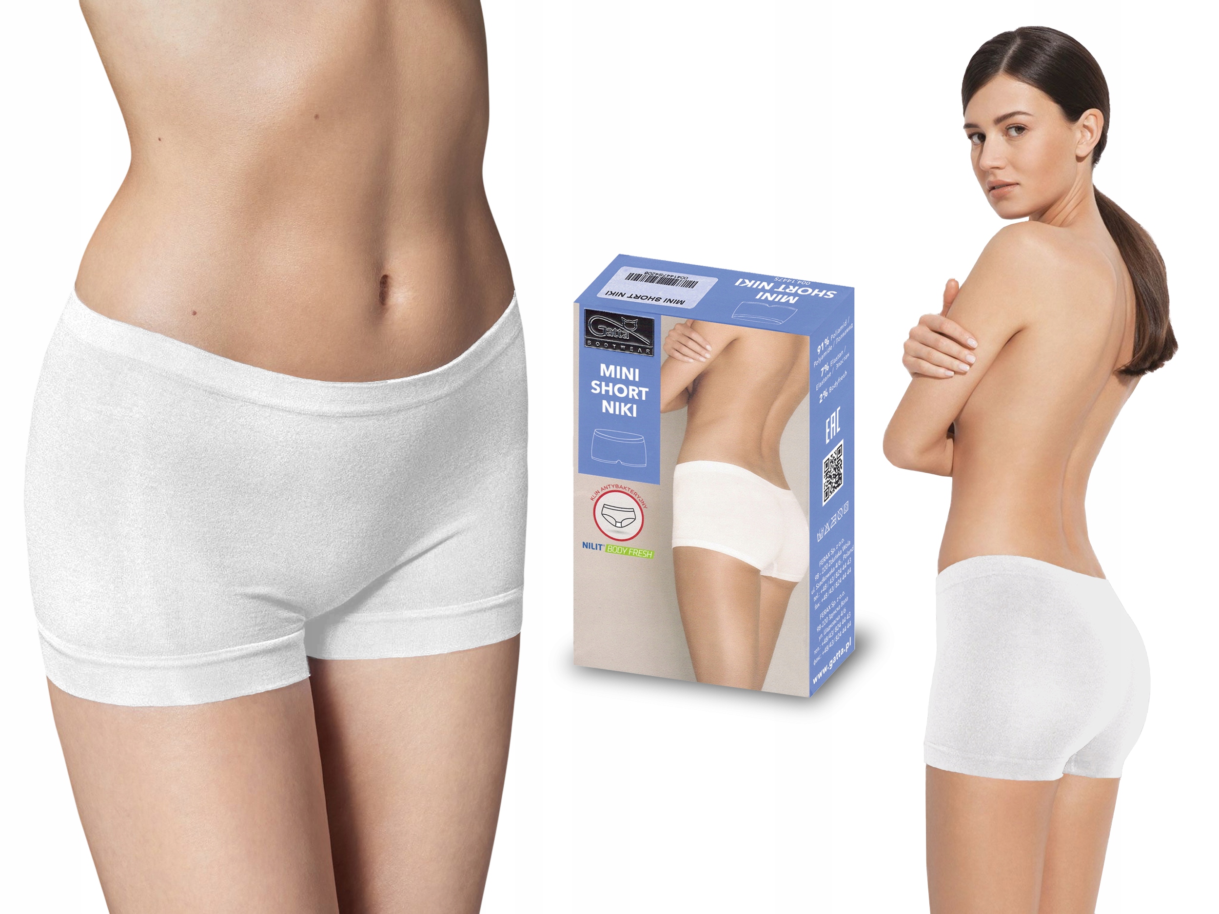 

Bezszwowe szorty Niki Mini Short Gatta białe, XL