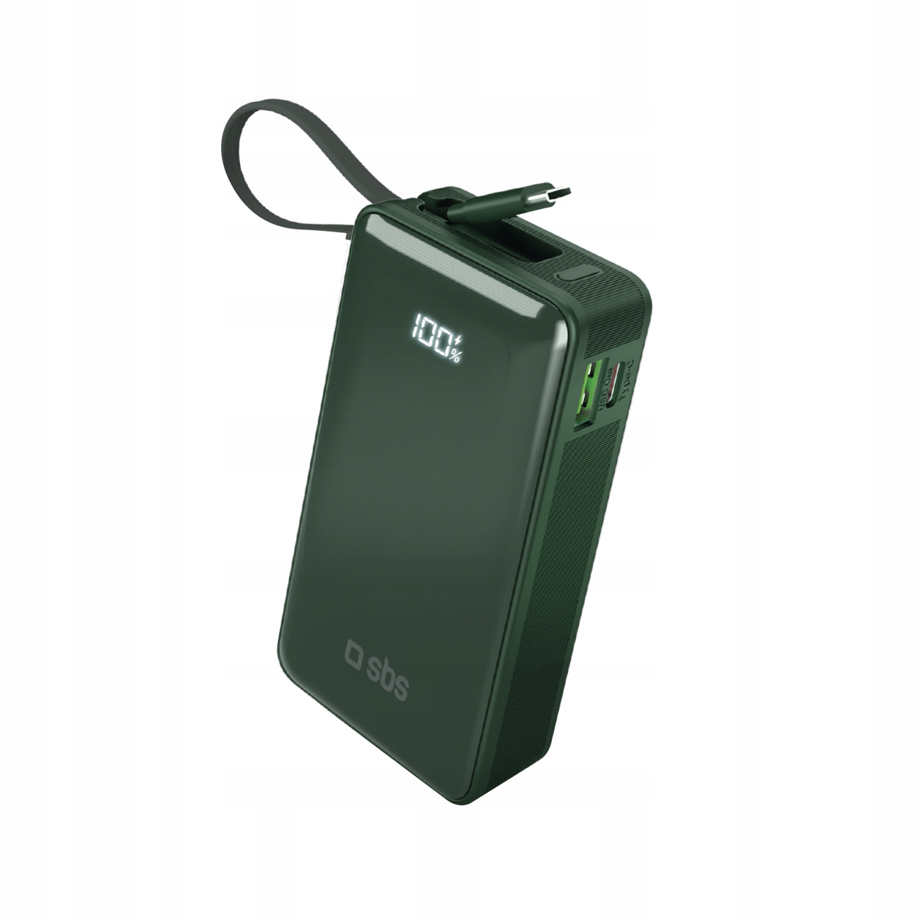 Powerbanka 10000MAH Usb-a Usb-c S Displejem, Kabel Usb-c 20 W, Zelená Barva