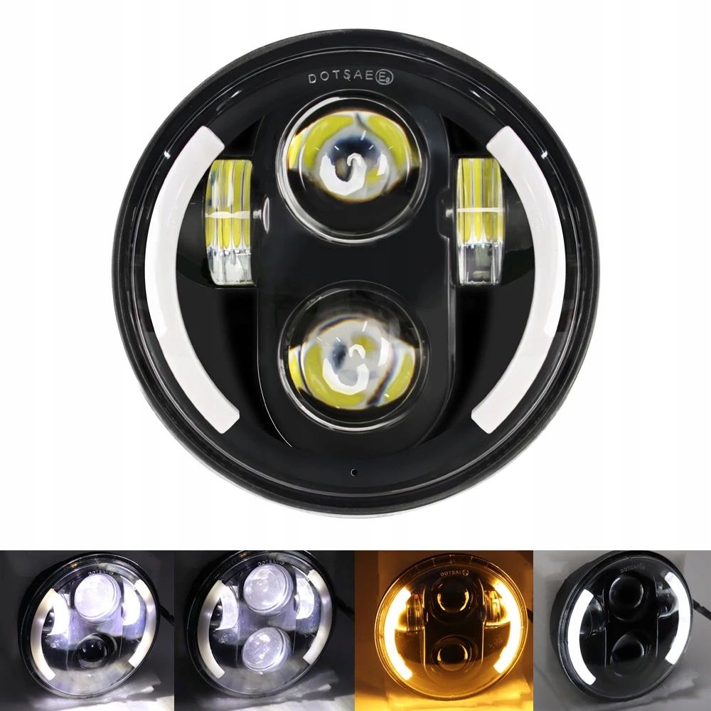 Reflektor Motocyklová Lampa H4 Led 5.75" Moon Európska Homologácia Motor