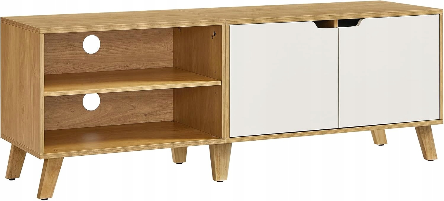 Tv Skrinka 140 CM Loft Komoda Rtv Stolík Do Obývačky Dub Krémová Biela