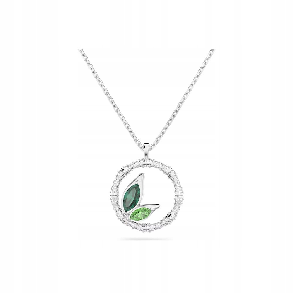 Náhrdelník Swarovski Dellium Listy Křišťál zeleň/bílá Ocel