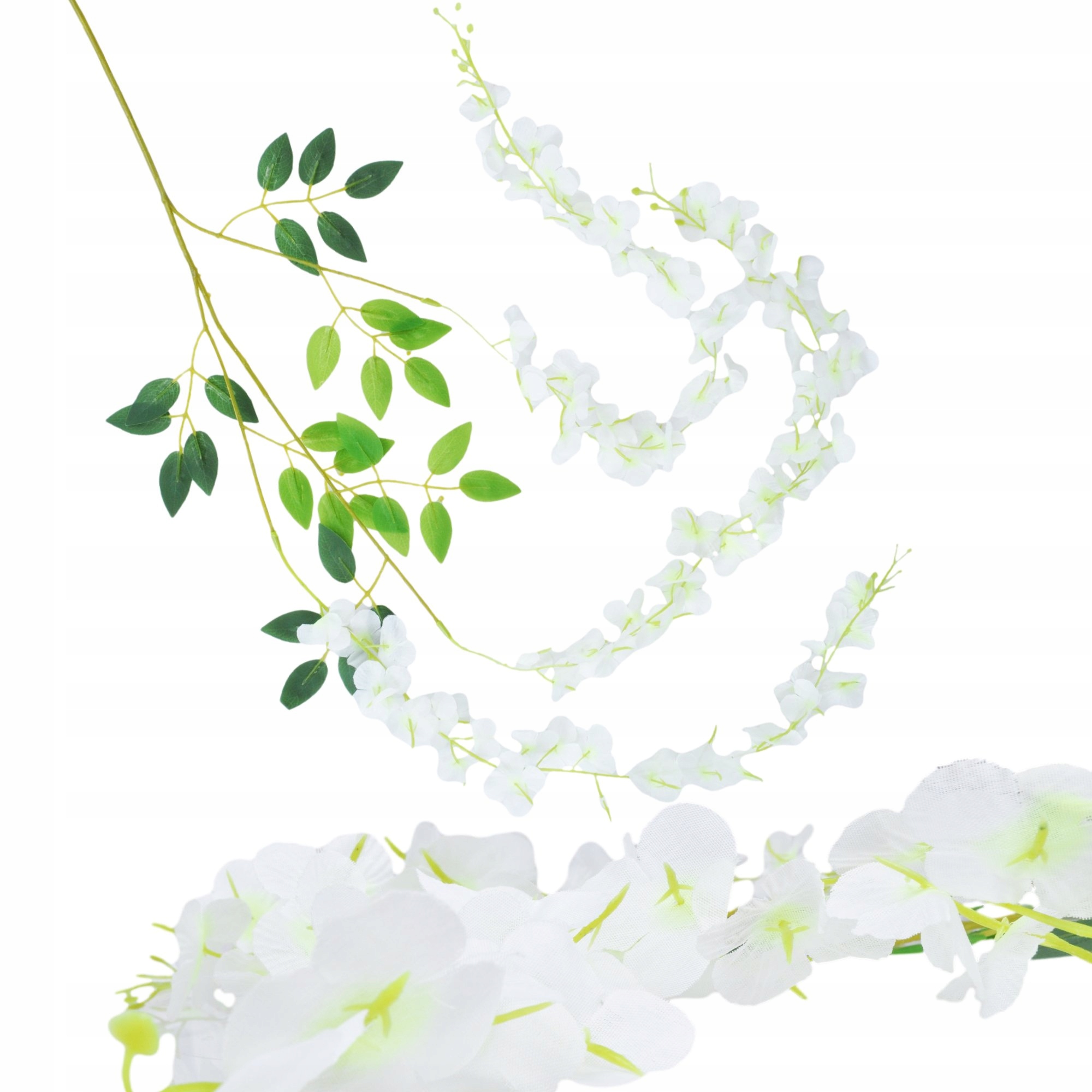 WISTERIA WISZĄCA SZTUCZNA GLICYNIA ZWIS KWIATY SZTUCZNE LIŚĆ XXL 105cm