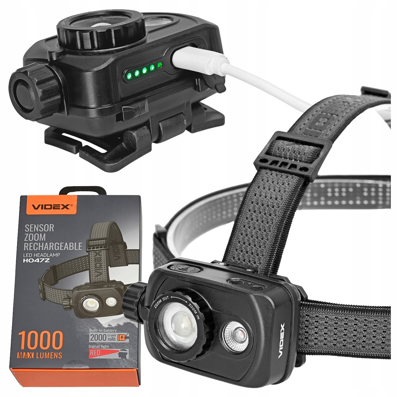 Ładowalna Czołówka Led Videx VLF-H047Z 1000Lm 5000K