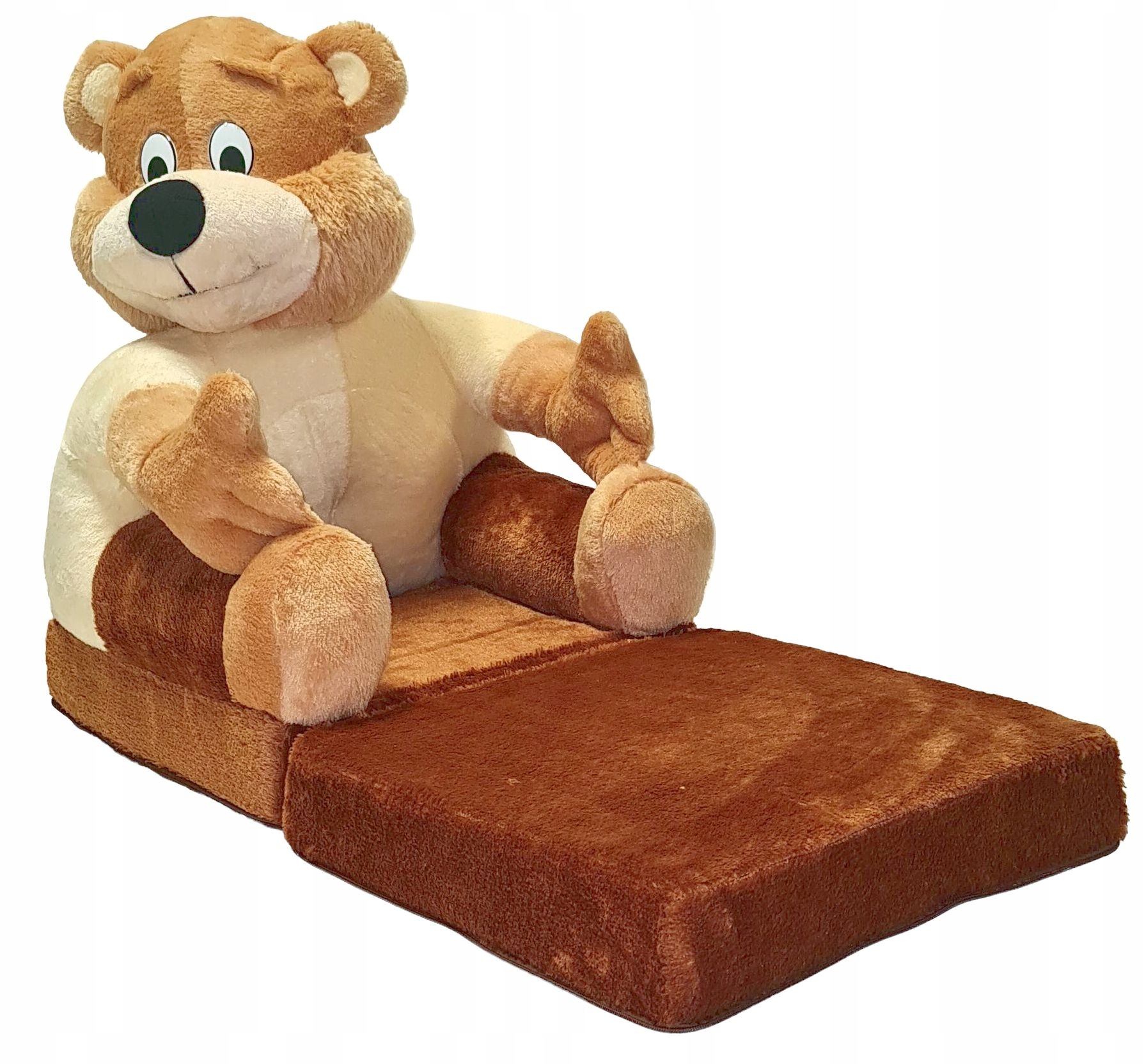 FOTEL DLA DZIECI ROZKŁADANY FOTELIK PLUSZOWY PUFA