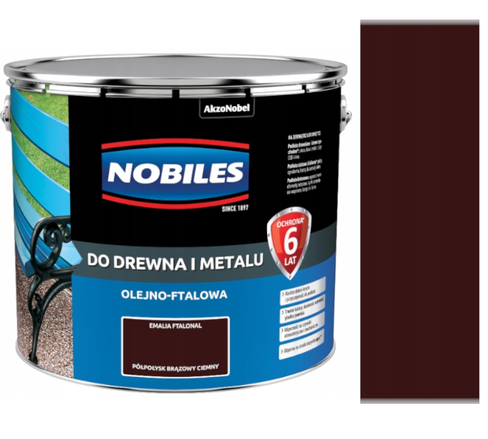 Nobiles Ftalátová Farba Na Drevo A Kov 10 L Hnedý Pololesk