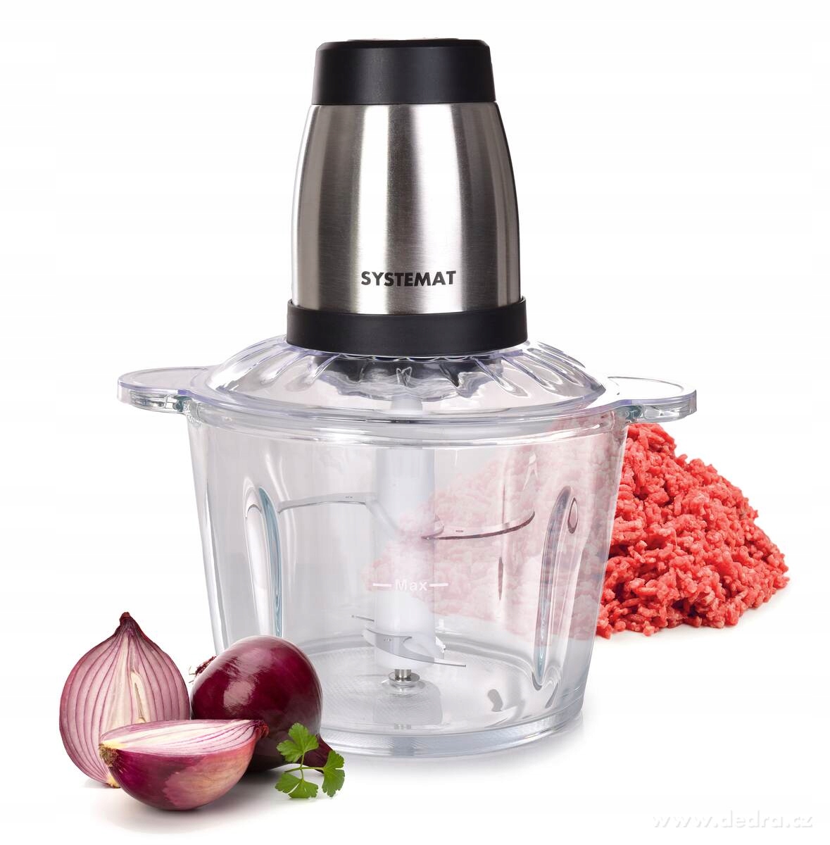 Dedra Maxisekátor 2,5 Litrů, multifunkční sekáček potravin, skleněná nádoba