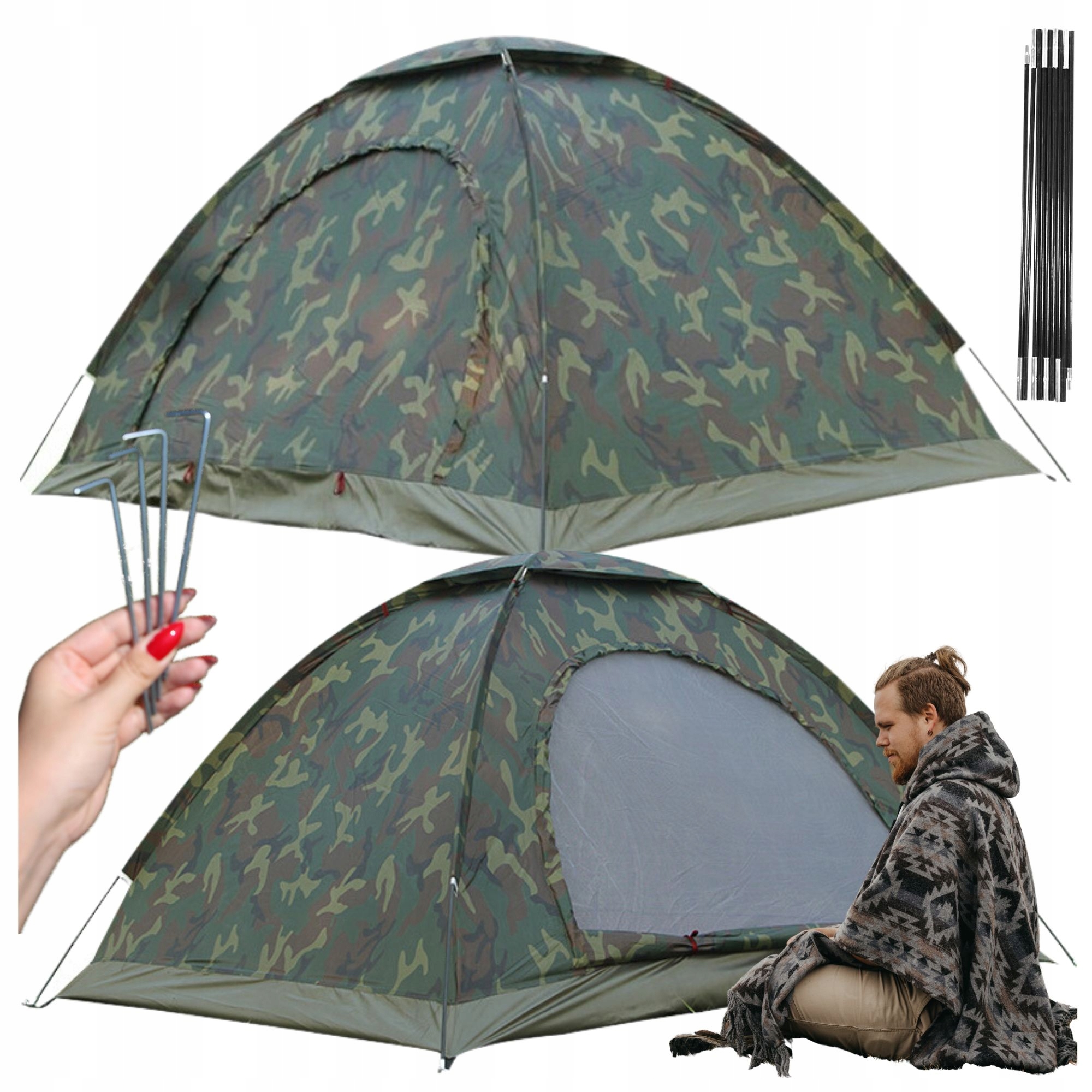 Stan+tropik Lehký turistický 3000 mm voděodolný pro 2 osoby maskáčový