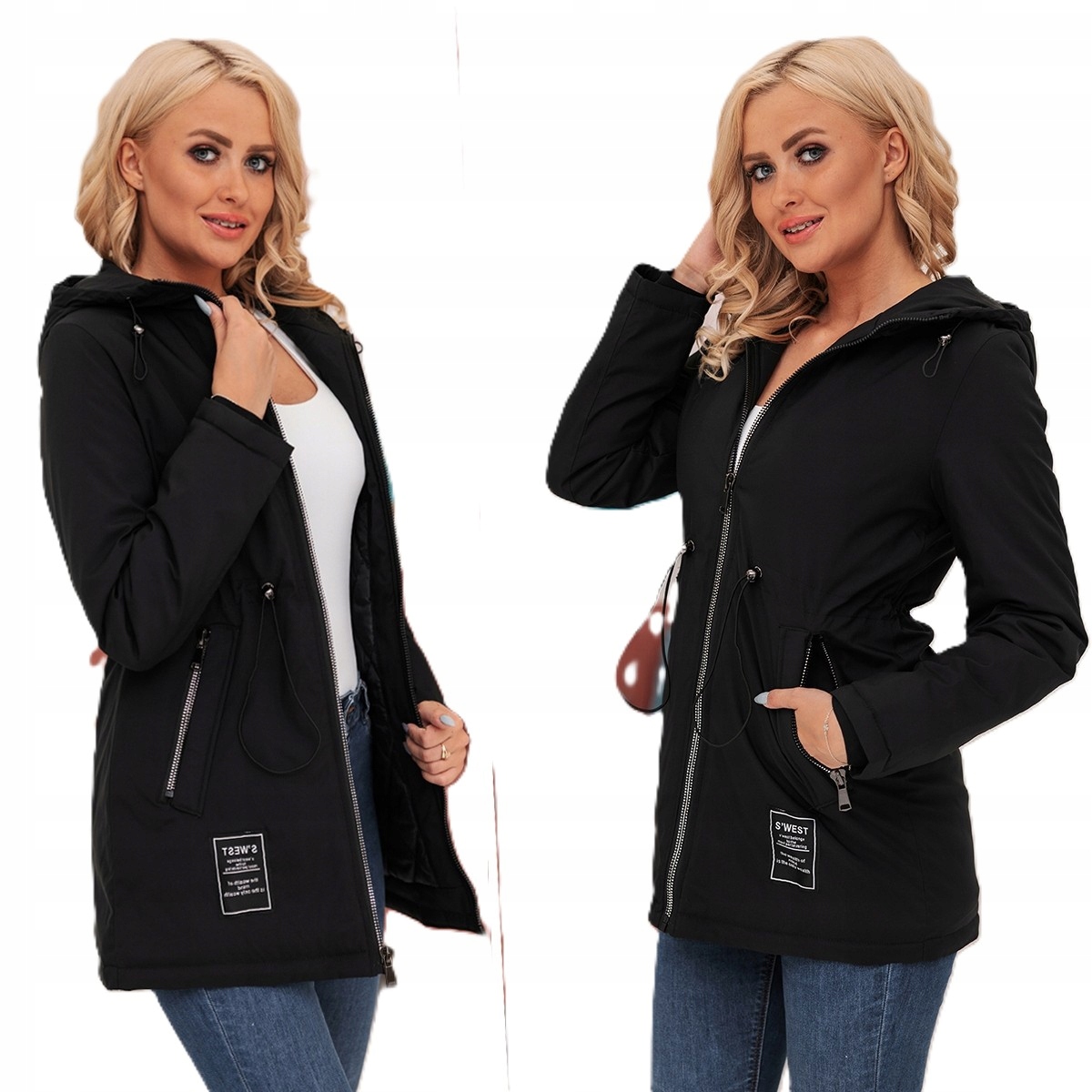 Zeštíhlující Přechodový Kabát Parka S Kapucí Jarní XXL