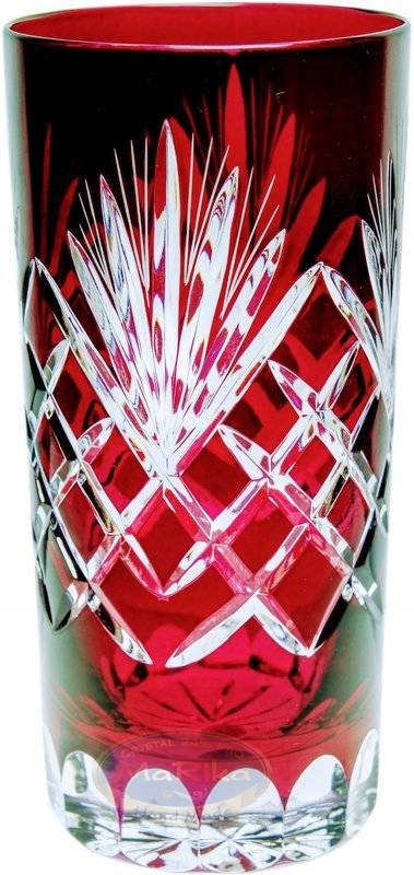 Rubinowe kryształowe szklanki do wody i drinków
