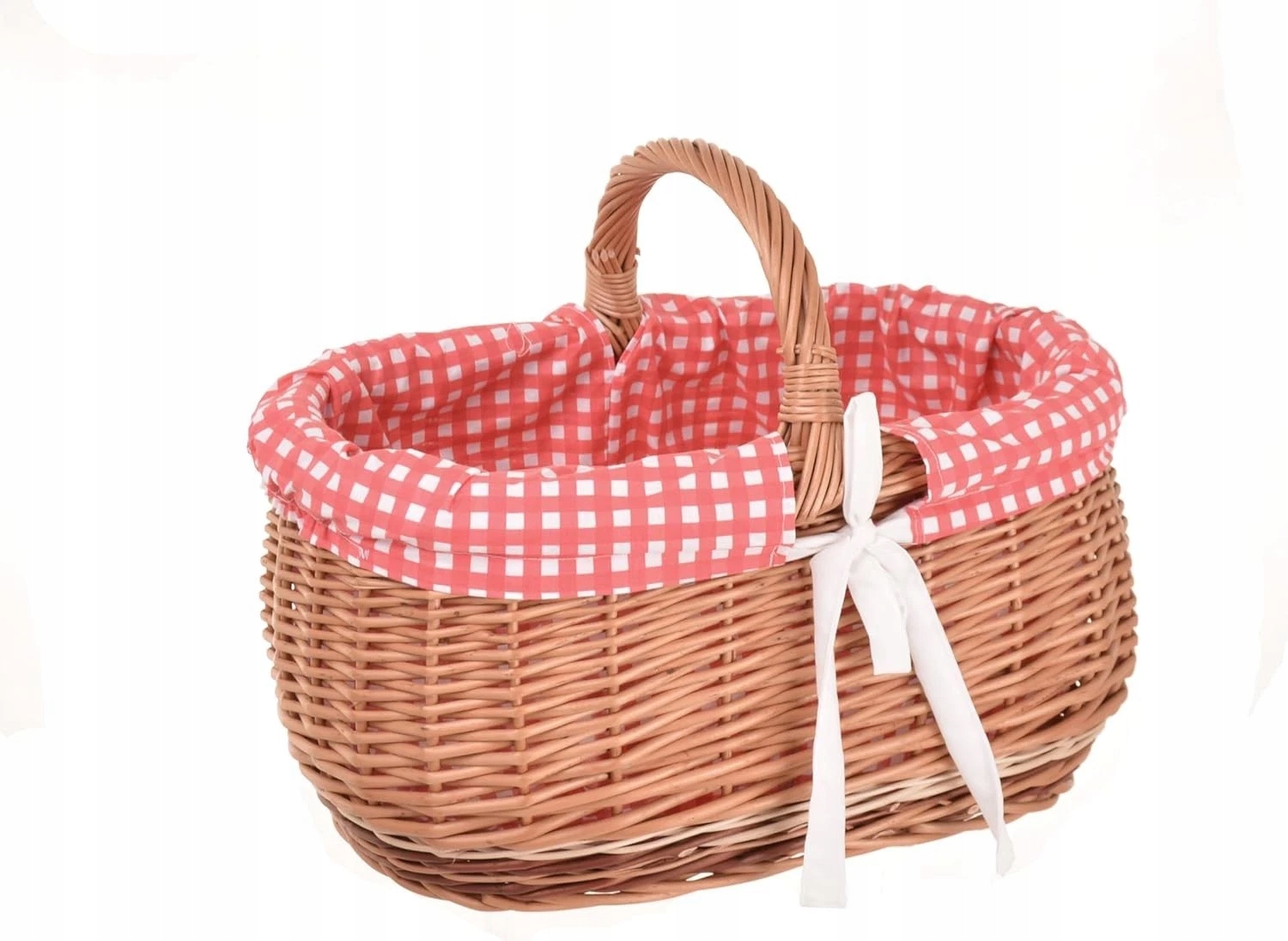 Aqbau piknikový koš s držadlem 47 cm, proutěný, velikonoční nákup, červený