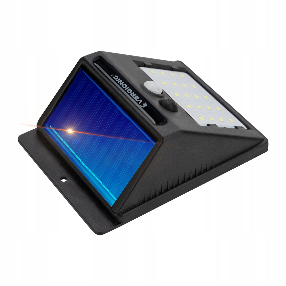 LAMPA SOLARNA ŚCIENNA LED 3W/SMD + CZUJNIK RUCHU ZMIERZCHU CZARNA VERGONIC Kod producenta 2248