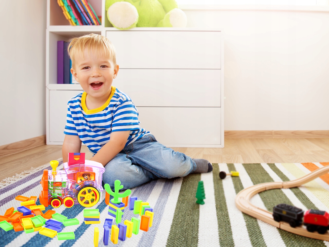 Puzzle LOKOMOTIVNÍ VLAKOVÉ BLOKY DOMINO TRUCK Značka MalPlay