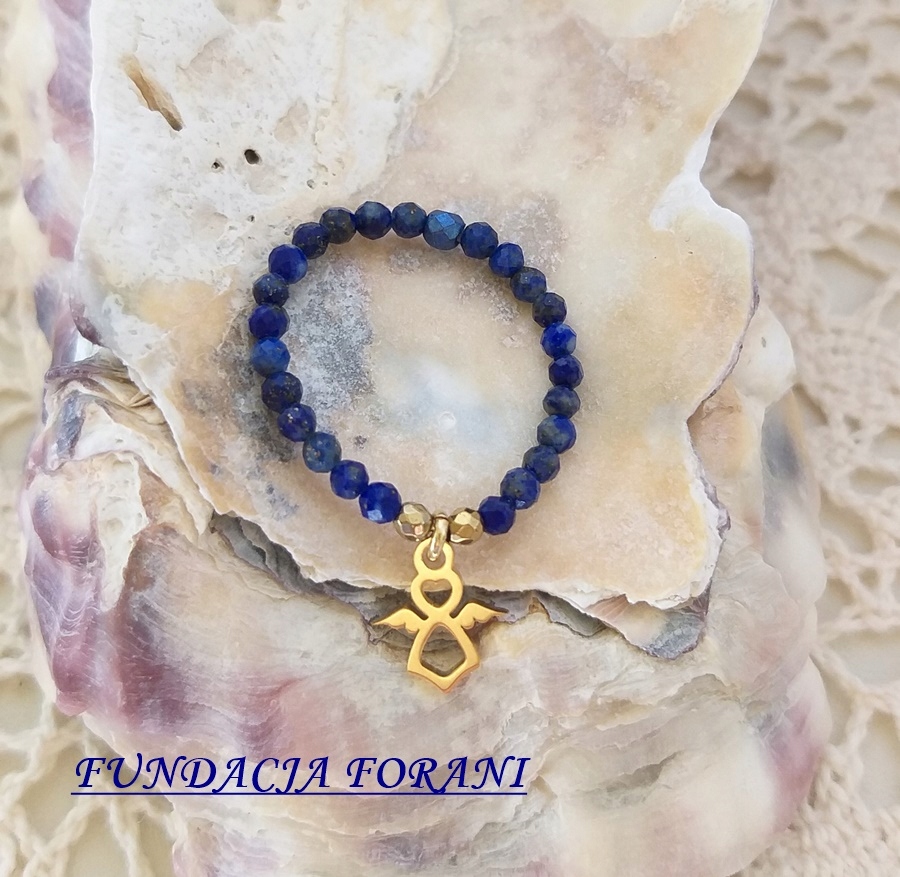 Pierścionek na gumce lapis lazuli 2,5 mm, aniołek.