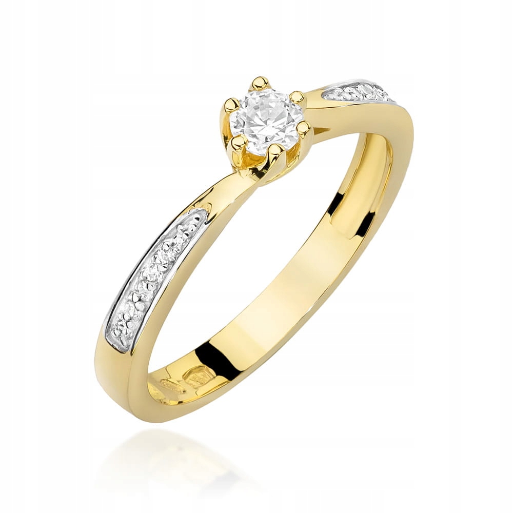 Zlatý prstýnek 585 s diamanty 0.15 ct kulatý zásnubní výbrus dárek