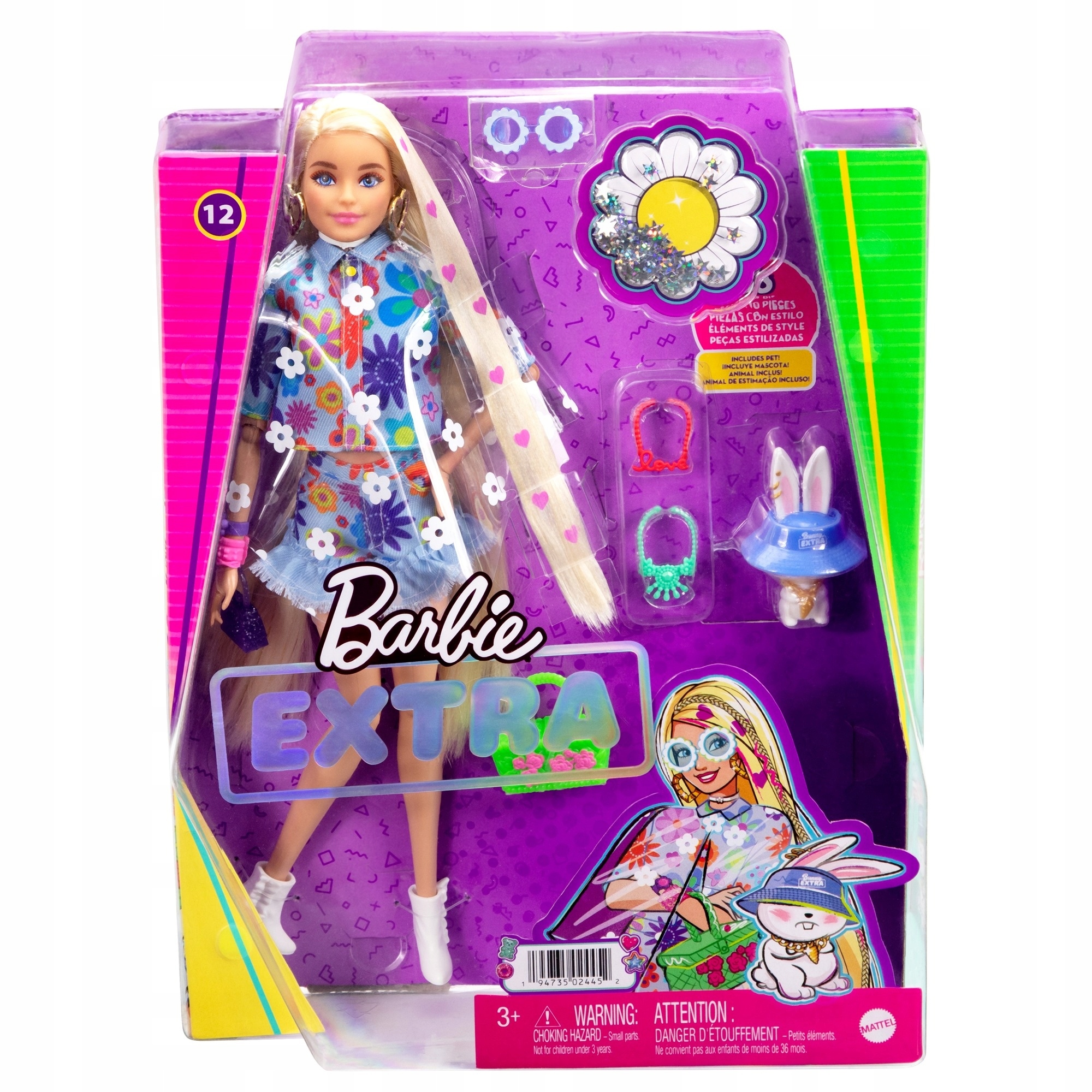 Barbie Extra Lalka Komplet w kwiatki Blond włosy HDJ45