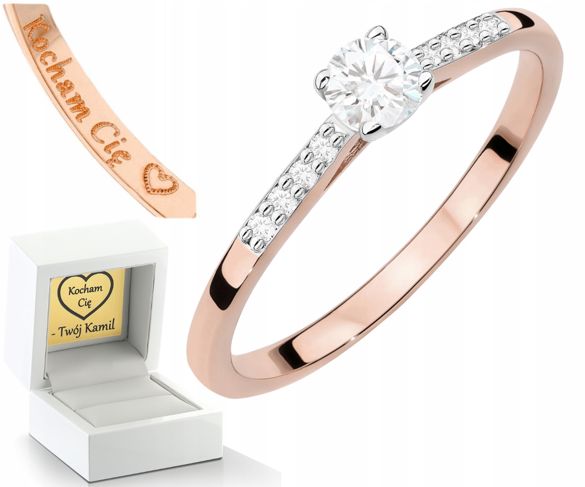 Růžové Zlato Prstýnek S Diamanty 585