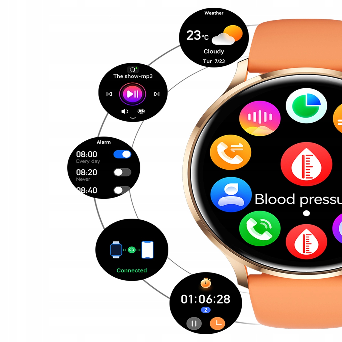 SMARTWATCH ZEGAREK POLSKIE MENU ROZMOWY SPORT SMART WATCH MĘSKI ORAZ DAMSKI Kompatybilność systemowa Android iOS Windows Phone