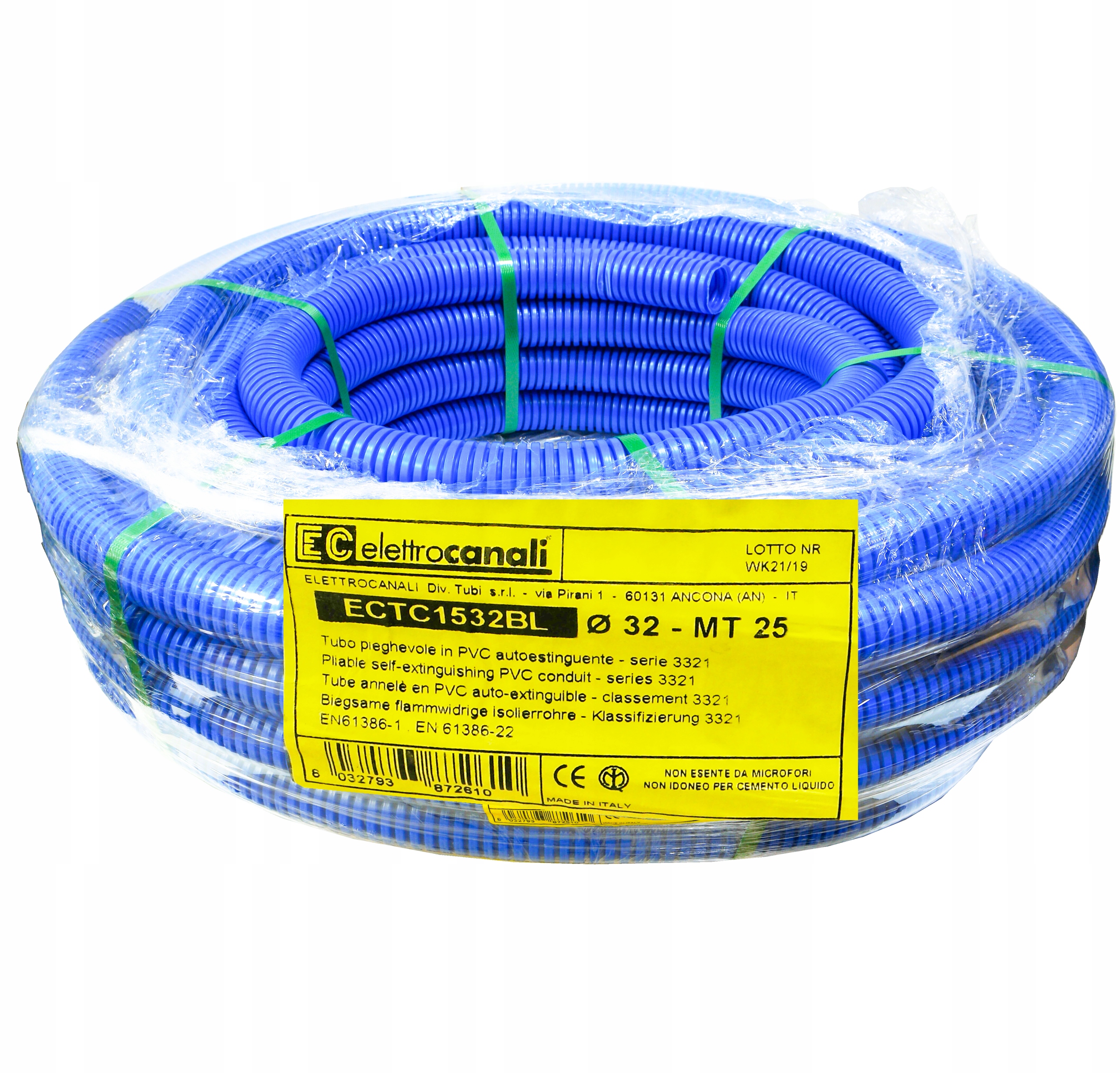 25m Chránič kabelů 32mm 750N Pvc husí krk 32/25 vnější modrá