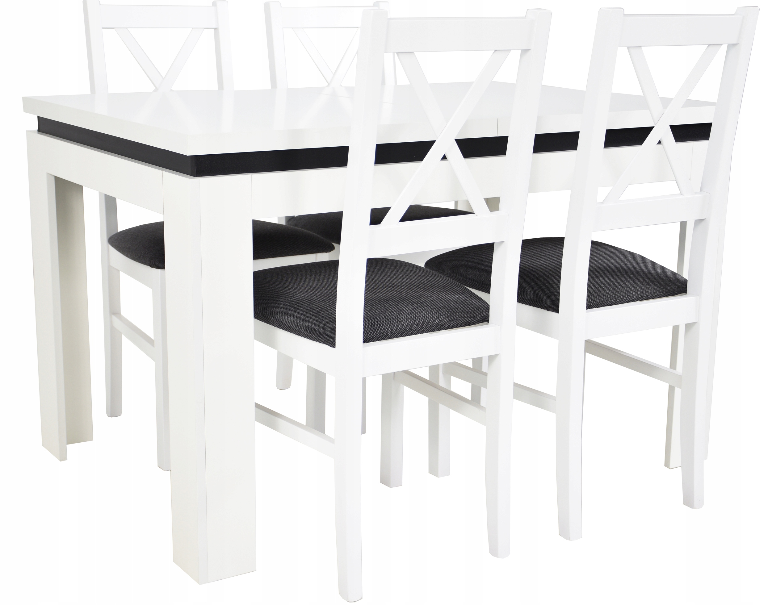 4 SKANDYNAWSKIE krzesła KRZYŻAK i Rozkładany STÓŁ