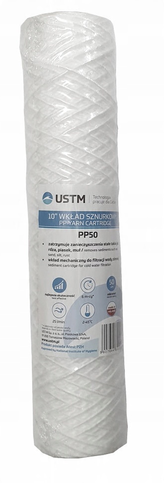 

Wkład Sznurkowy 50 Mikron PP50M 10 Cali Ust-m